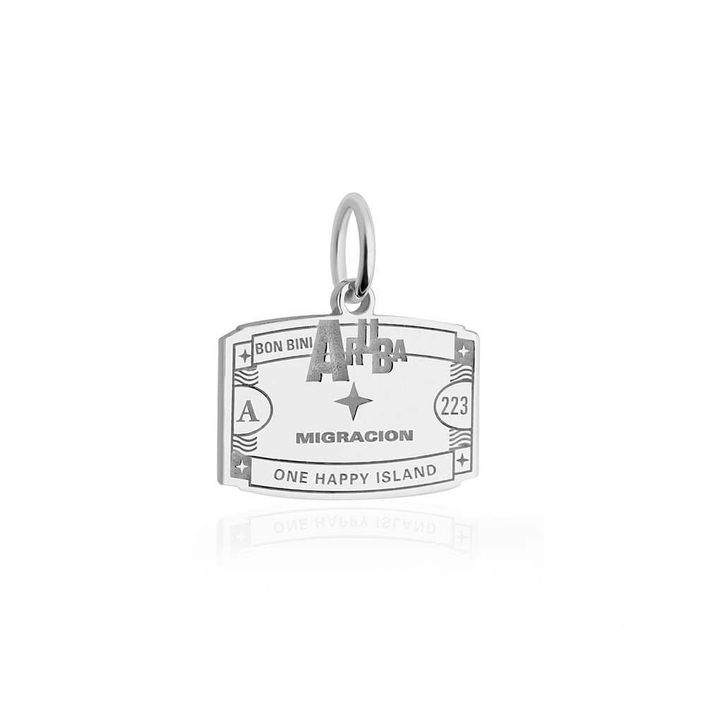 Silver Aruba Passport Stamp Charm (SHIPS JUNE) - JET SET CANDY  (2483202228282)