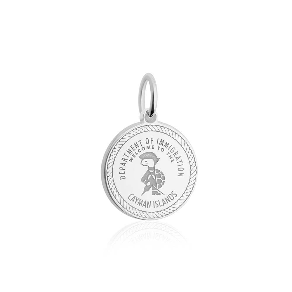 Sterling Silver Travel Charm, Cayman Islands Passport Stamp (SHIPS JUNE) - JET SET CANDY  (2483202588730)