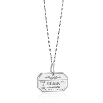 Colombia Passport Stamp Charm Silver