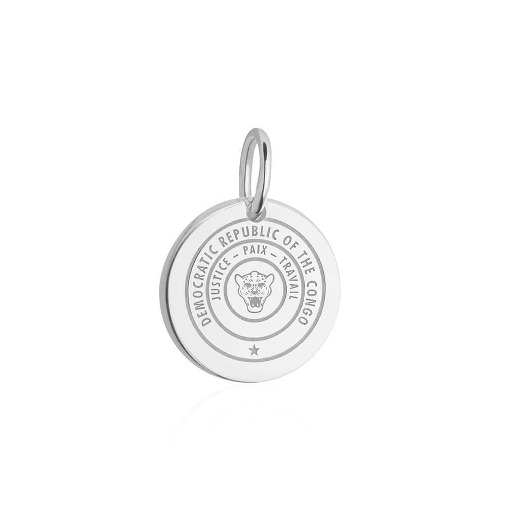 Sterling Silver Travel Charm, Democratic Republic of the Congo Passport Stamp (SHIPS JUNE) - JET SET CANDY  (2473796501562)