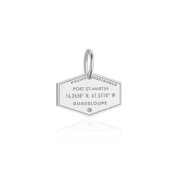 Guadeloupe Passport Stamp Charm Silver