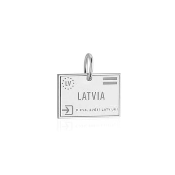Latvia Passport Stamp Charm Silver