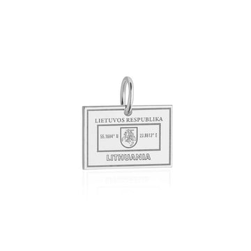 Lithuania Passport Stamp Charm Silver