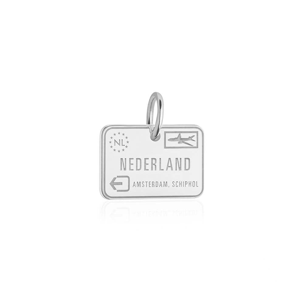 Sterling Silver Charm, Netherlands Passport Stamp (SHIPS JUNE) - JET SET CANDY  (1720201117754)