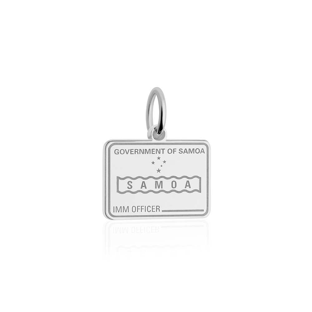 Sterling Silver Travel Charm, Samoa Passport Stamp - JET SET CANDY  (1720208162874)