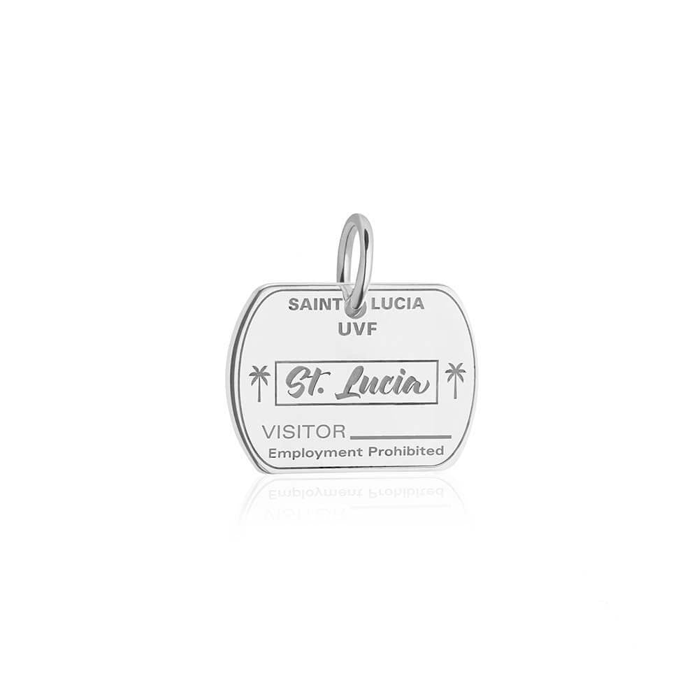 Sterling Silver Travel Charm, Saint Lucia Passport Stamp (SHIPS JUNE) - JET SET CANDY  (1720206852154)
