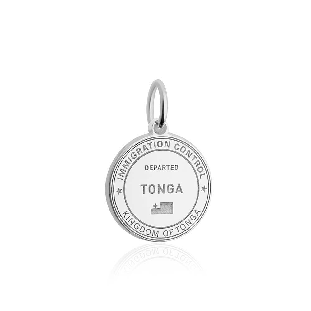 Sterling Silver Travel Charm, Tonga Passport Stamp - JET SET CANDY  (1720208228410)