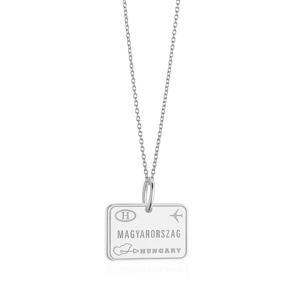 Sterling Silver Travel Charm, Hungary Passport Stamp - JET SET CANDY  (1720202494010)