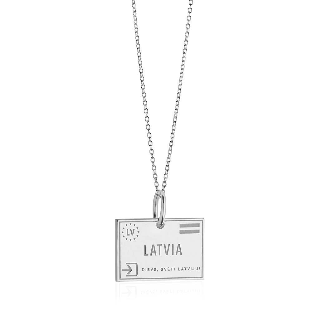 Sterling Silver Travel Charm, Latvia Passport Stamp (SHIPS JUNE) - JET SET CANDY  (1720202723386)