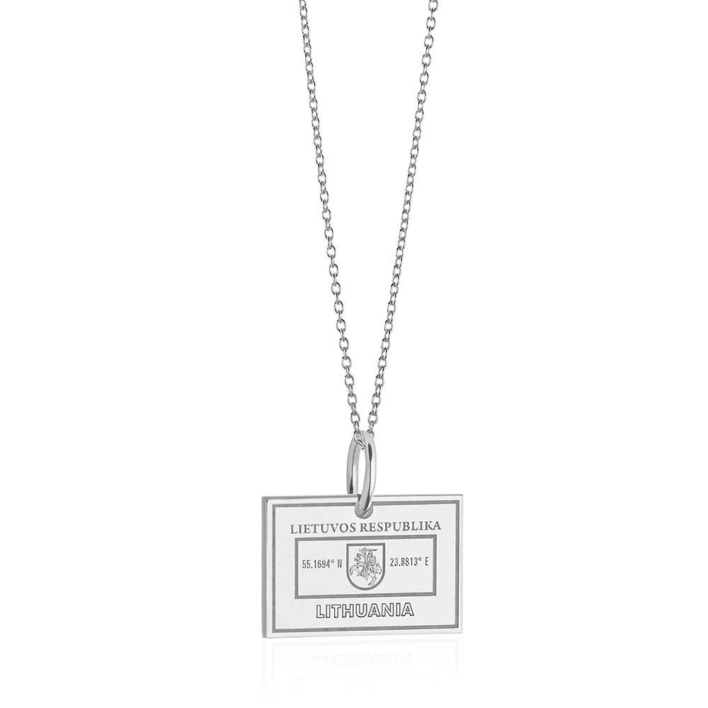 Sterling Silver Charm, Lithuania Passport Stamp (SHIPS JUNE) - JET SET CANDY  (1720200888378)