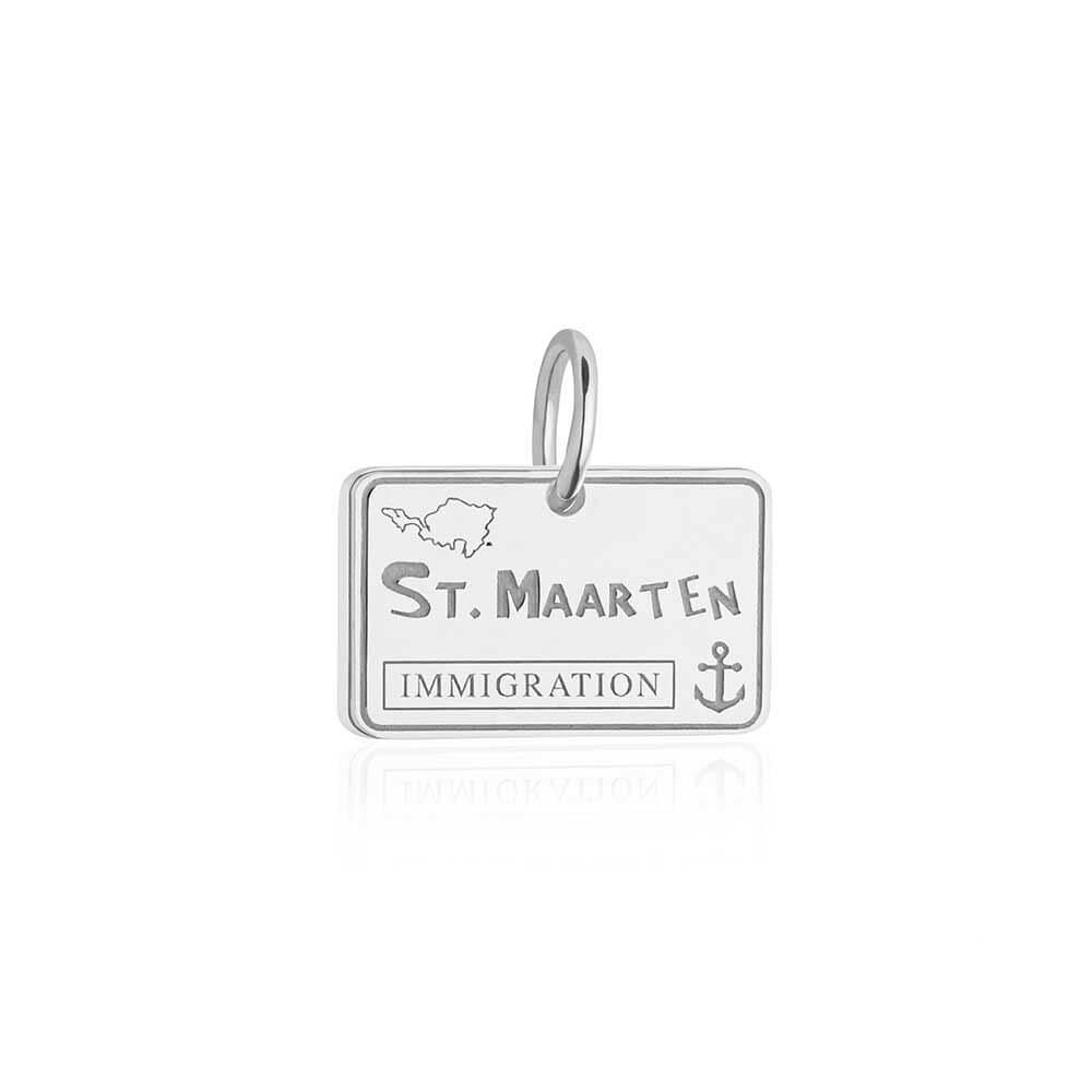 Sterling Silver Saint Maarten Charm, Passport Stamp (SHIPS JUNE) - JET SET CANDY  (2396406415418)