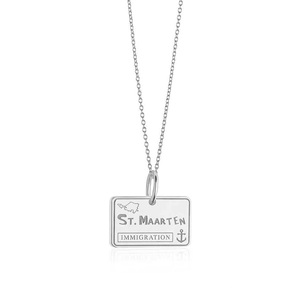 Sterling Silver Saint Maarten Charm, Passport Stamp (SHIPS JUNE) - JET SET CANDY  (2396406415418)