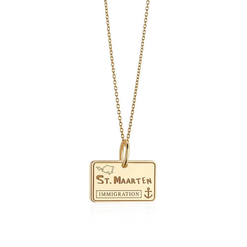 Solid Gold Saint Maarten Charm, Passport Stamp - JET SET CANDY (6930094325944)