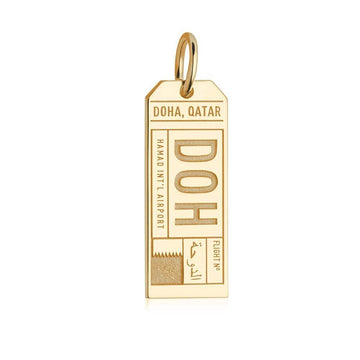 Doha Qatar DOH Luggage Tag Charm Solid Gold