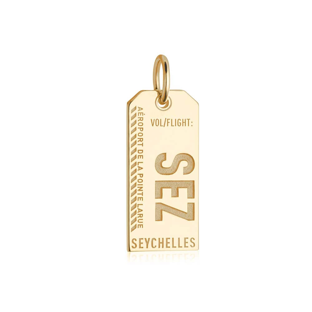 Gold Travel Charm, SEZ Seychelles Luggage Tag - JET SET CANDY  (1720179949626)