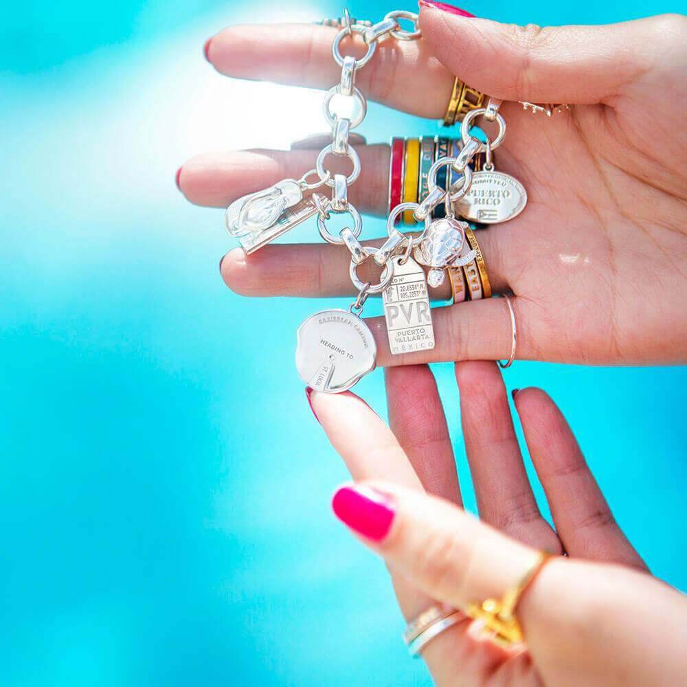 Silver Caribbean Sailing Spinner Charm - JET SET CANDY (1720174575674)