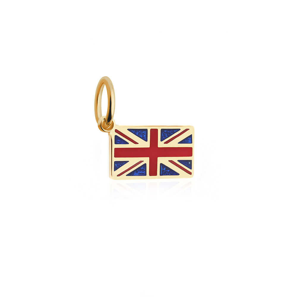 Mini Solid Gold Union Jack Charm with enamel - JET SET CANDY (6546619924664)