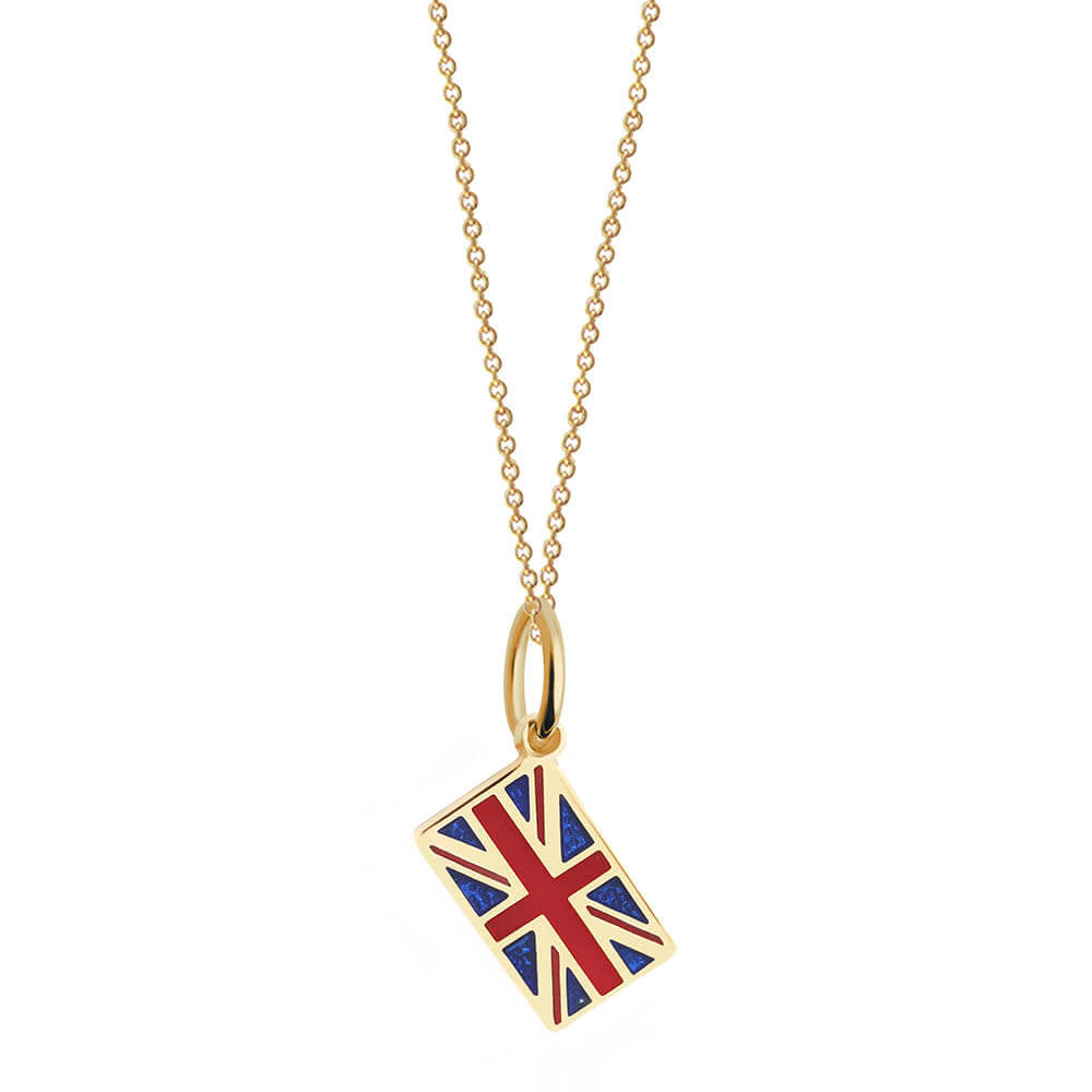 Mini Solid Gold Union Jack Charm with enamel - JET SET CANDY (6546619924664)