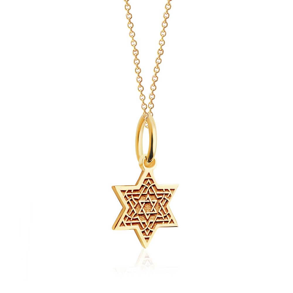 Solid Gold Mini Charm, Star of David Etched (SHIPS JUNE) - JET SET CANDY  (1720170545210)