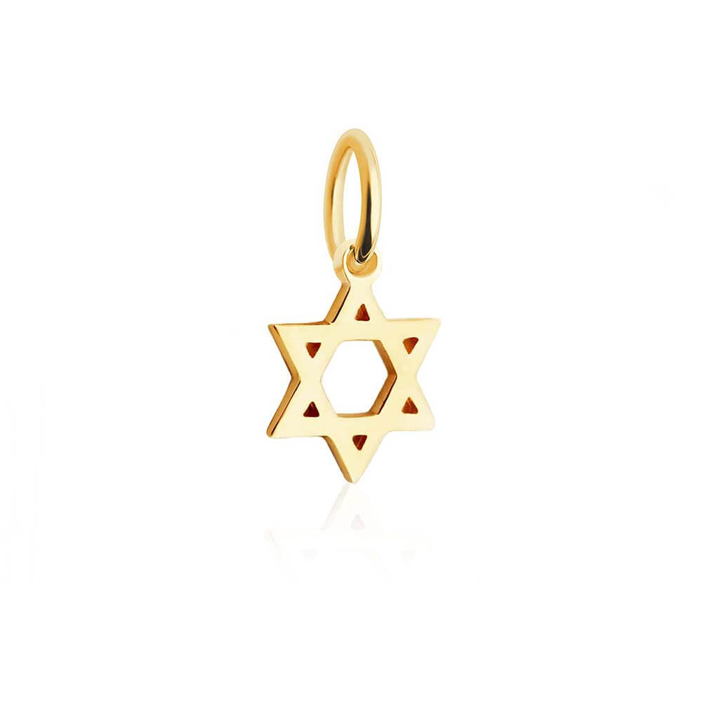 Solid Gold Mini Charm, Star of David - JET SET CANDY  (1720170643514)