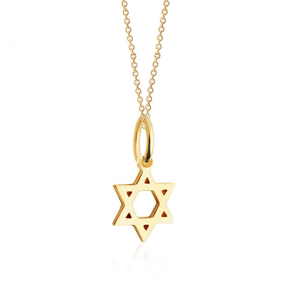 Solid Gold Mini Charm, Star of David - JET SET CANDY  (1720170643514)