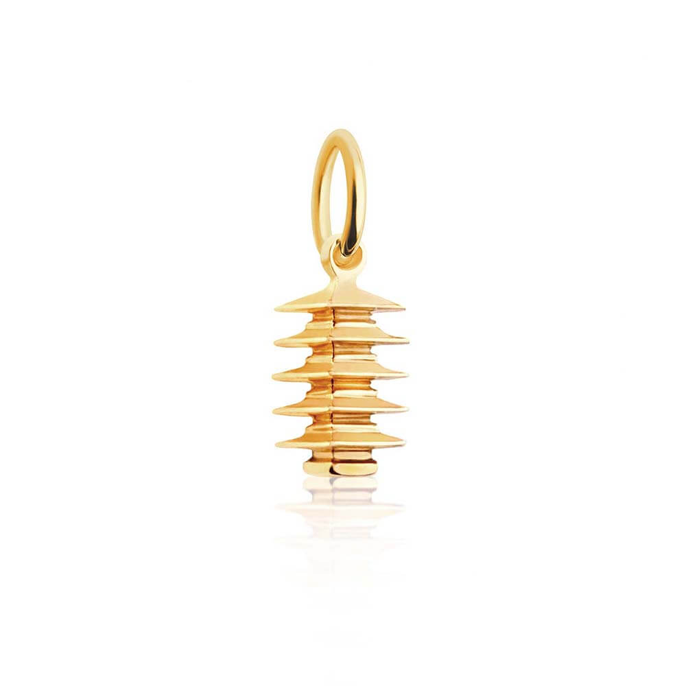 Solid Gold Mini Charm, Pagoda - JET SET CANDY  (1720169234490)