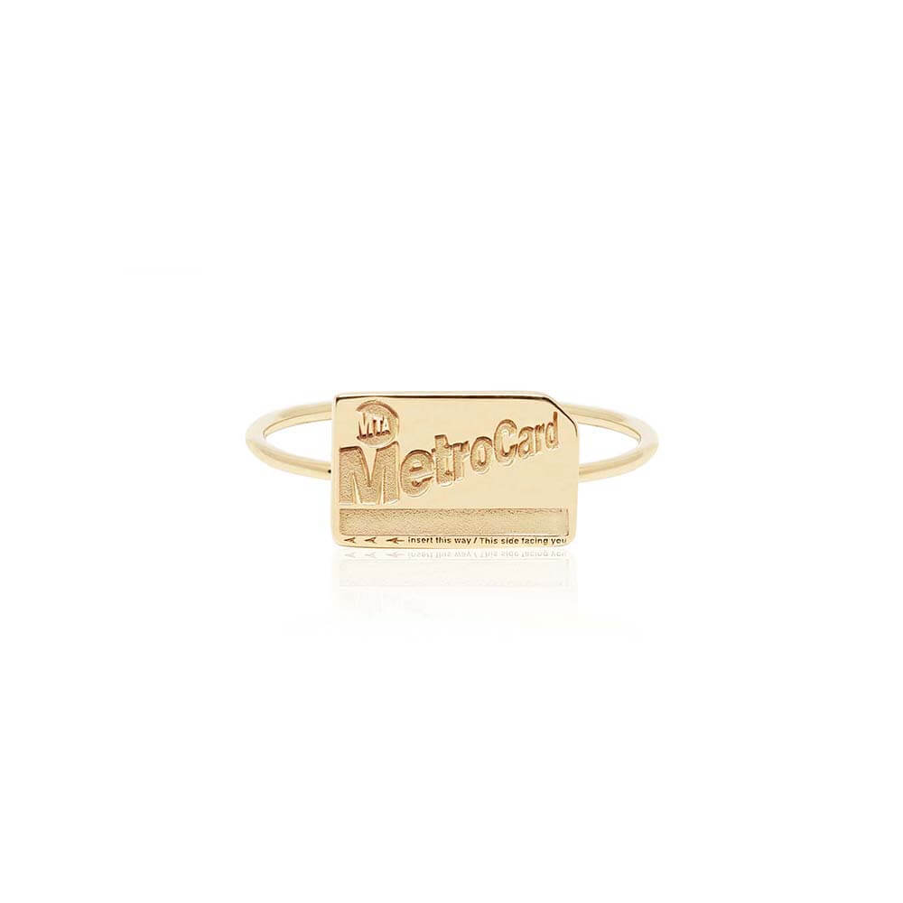 Mini Solid Gold New York Ring, MetroCard - JET SET CANDY  (1720211570746)