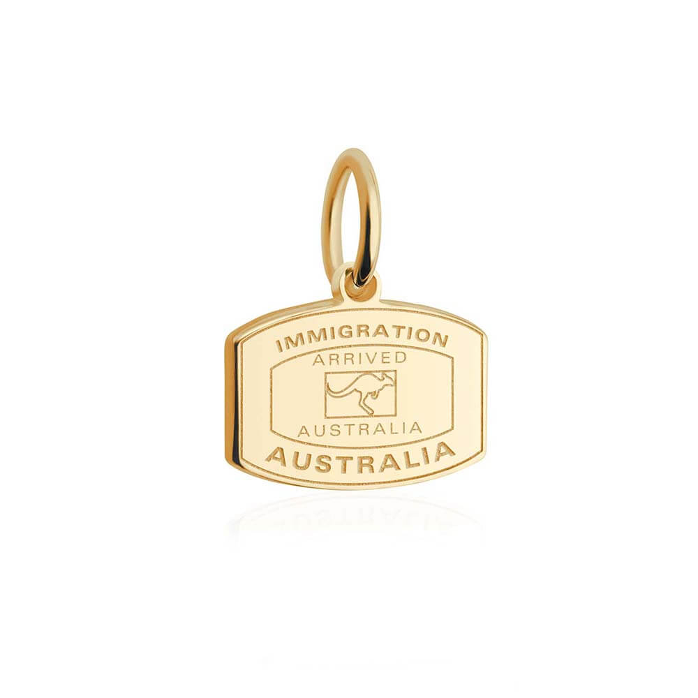 Solid Gold Mini Charm, Passport Stamp: Australia - JET SET CANDY  (1720176312378)