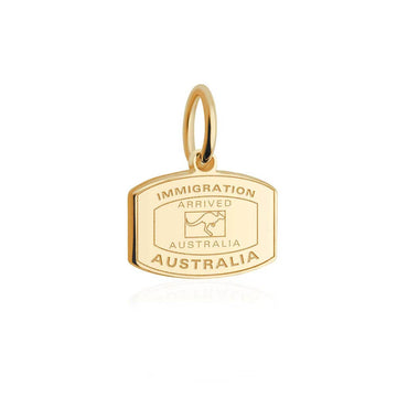 Australia Passport Stamp Charm Solid Gold Mini