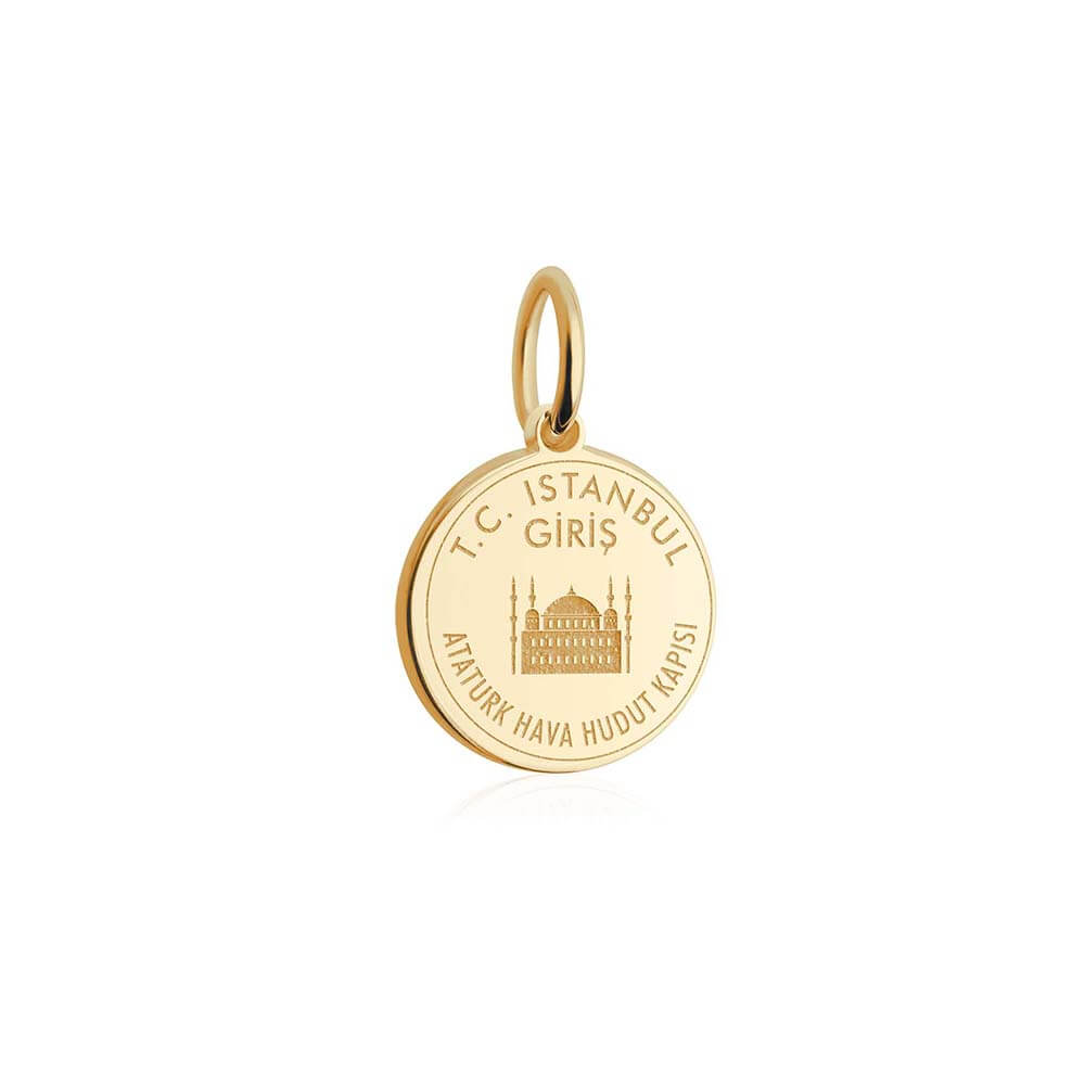 Solid Gold Mini Charm, Turkey Passport Stamp (SHIPS JUNE) - JET SET CANDY  (1720170840122)