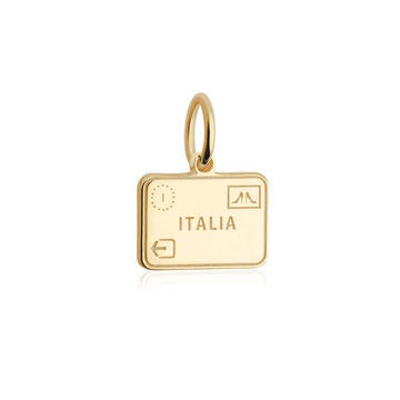 Italy Passport Stamp Charm Solid Gold Mini