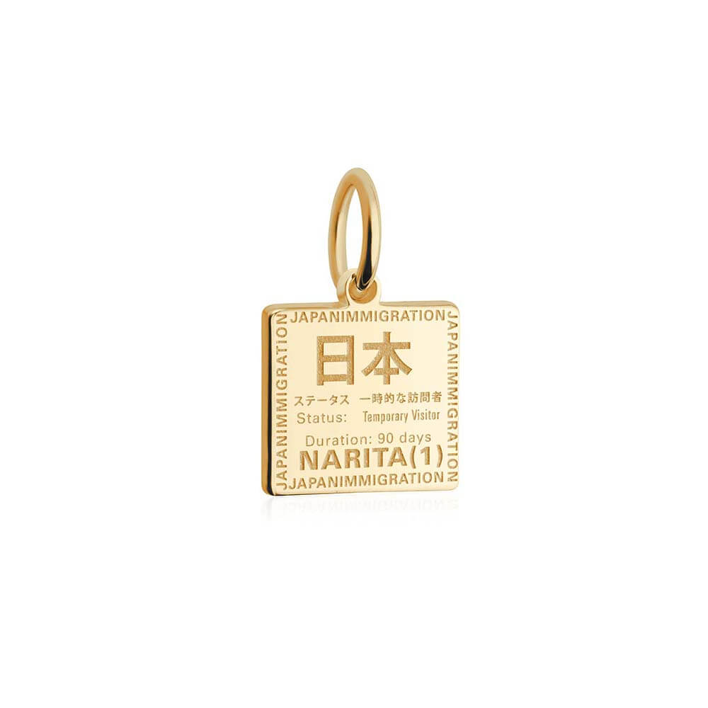 Solid Gold Mini Charm, Passport Stamp: Japan - JET SET CANDY  (1720168579130)