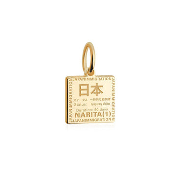 Japan Passport Stamp Charm Solid Gold Mini