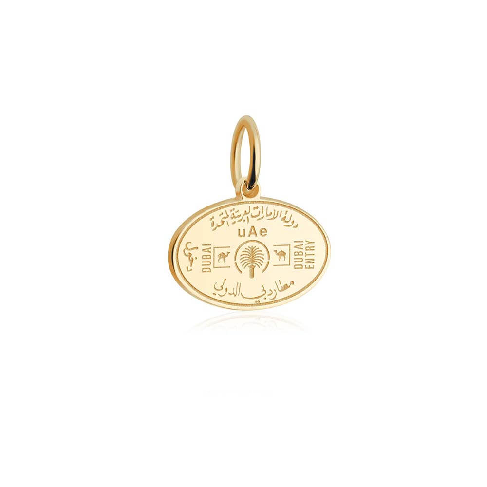 Solid Gold Mini Charm, Passport Stamp: United Arab Emirates - JET SET CANDY  (1720172904506)