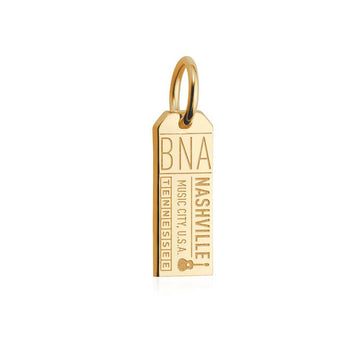 Nashville Tennessee USA BNA Luggage Tag Charm Solid Gold Mini