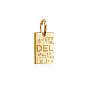 Solid Gold Mini India Charm, DEL Delhi Luggage Tag