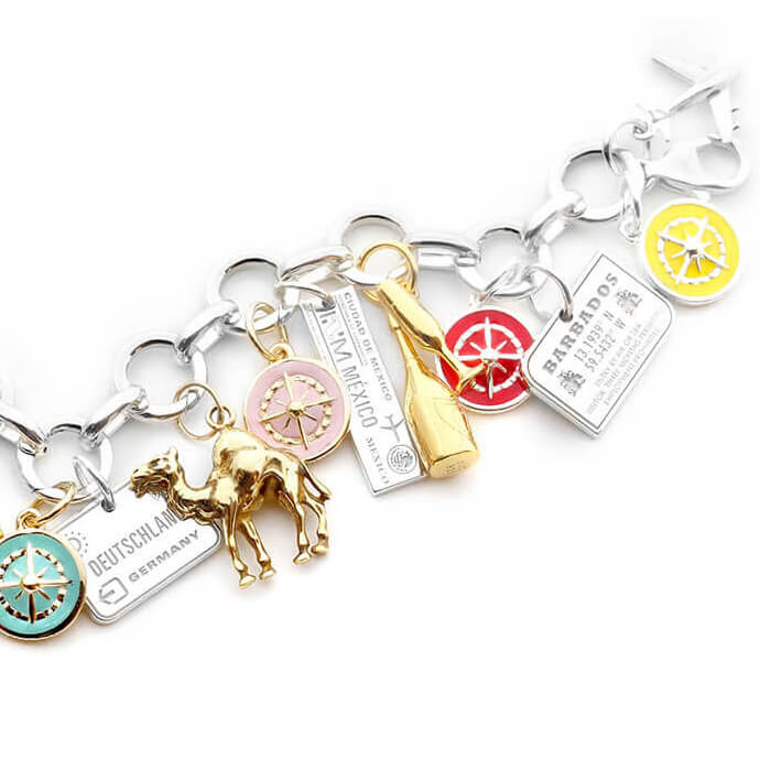 Silver Travel Charm, Mexico Passport Stamp - JET SET CANDY (1720206491706)