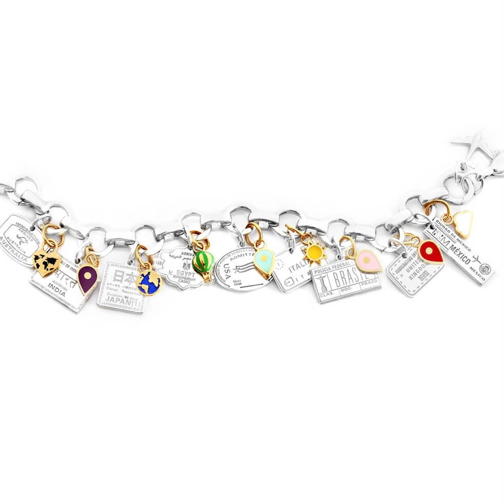 Silver United States Passport Stamp Charm - JET SET CANDY (1720207278138)