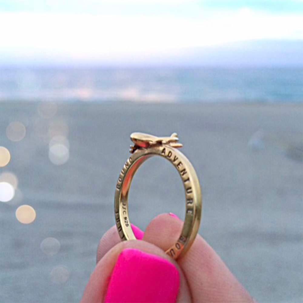 Gold Airplane Ring - JET SET CANDY (1766917570618)