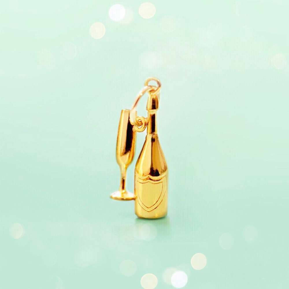 Solid Gold Champagne Charm - JET SET CANDY (1720169824314)