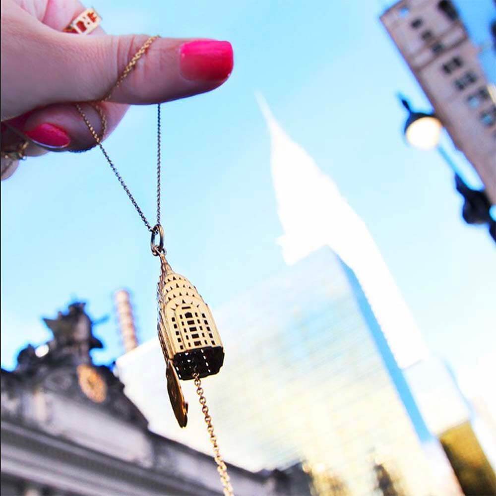 Solid Gold Chrysler Building Charm - JET SET CANDY (6963940688056)