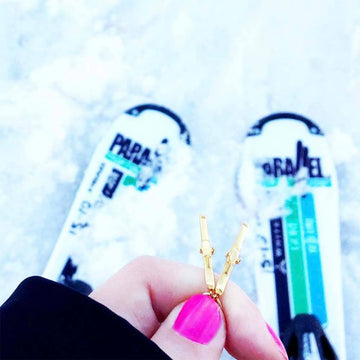 Skis Charm Solid Gold
