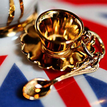 Tea Cup Charm London England Gold