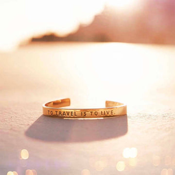 To Travel Is to Live Cuff, Gold