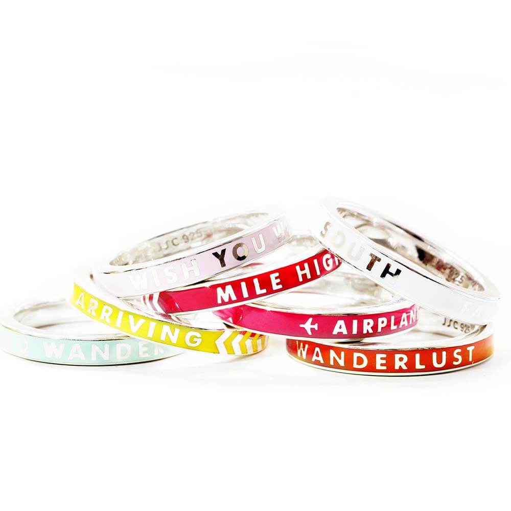Wish You Were Here Ring Blue Enamel Silver JET SET CANDY