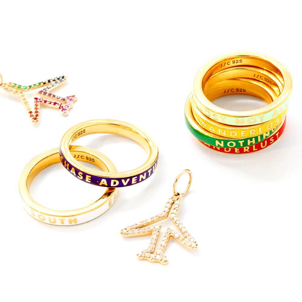 Solid Gold Diamond Pavé Plane Charm - JET SET CANDY (2489774014522)
