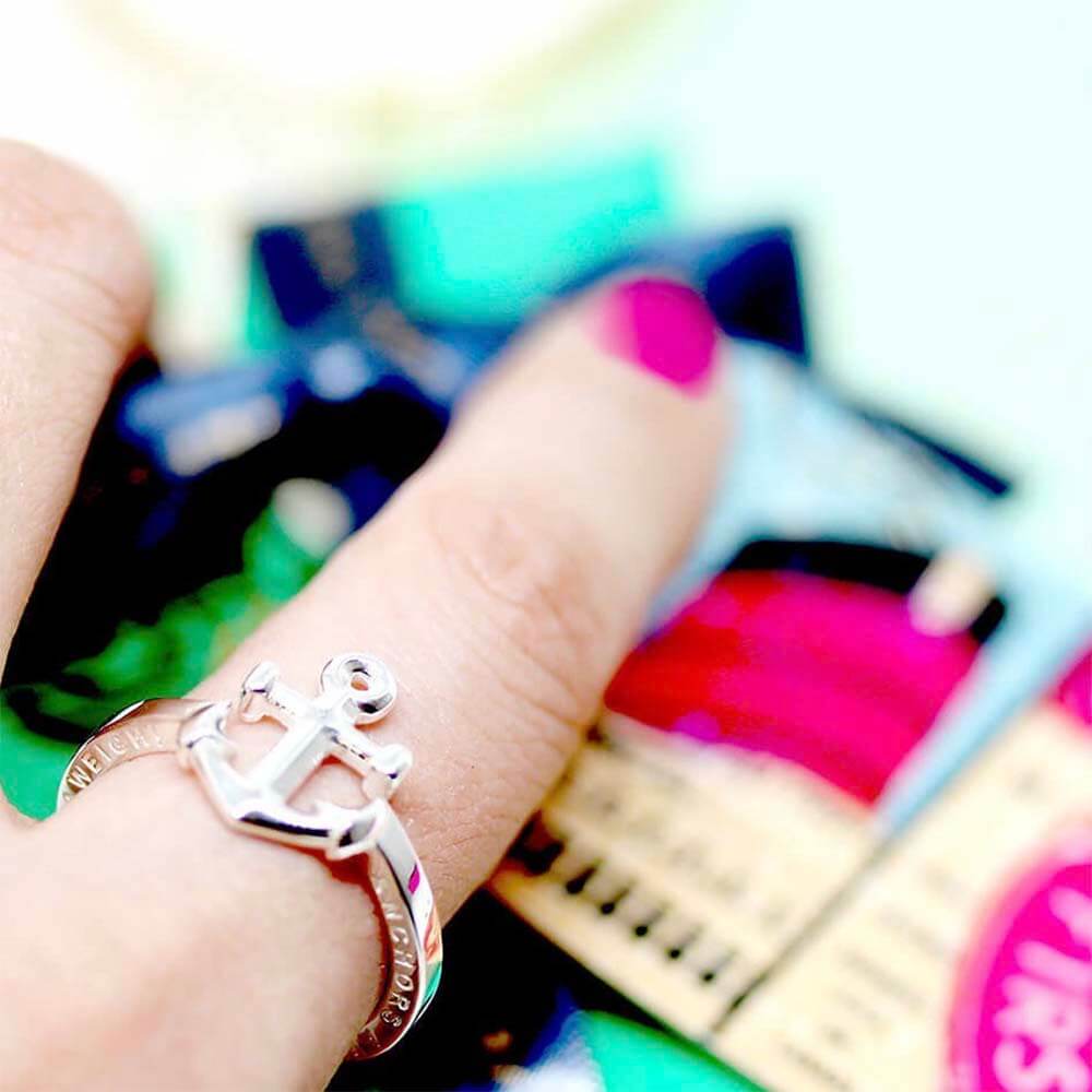 Silver Anchor Ring - JET SET CANDY (2391819452474)