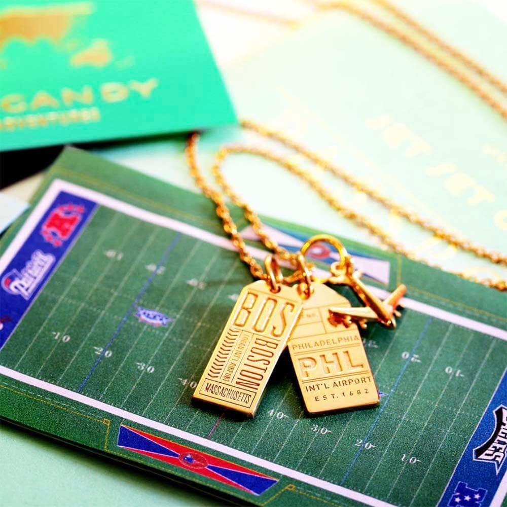 Gold USA Charm, BOS Boston Luggage Tag - JET SET CANDY (1720190763066)