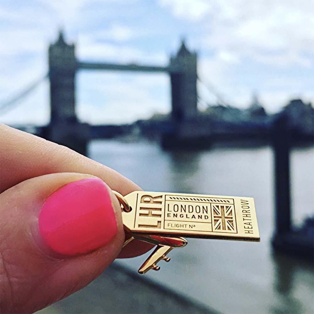 Gold Vermeil London Charm, LHR Luggage Tag - JET SET CANDY (2339333210170)