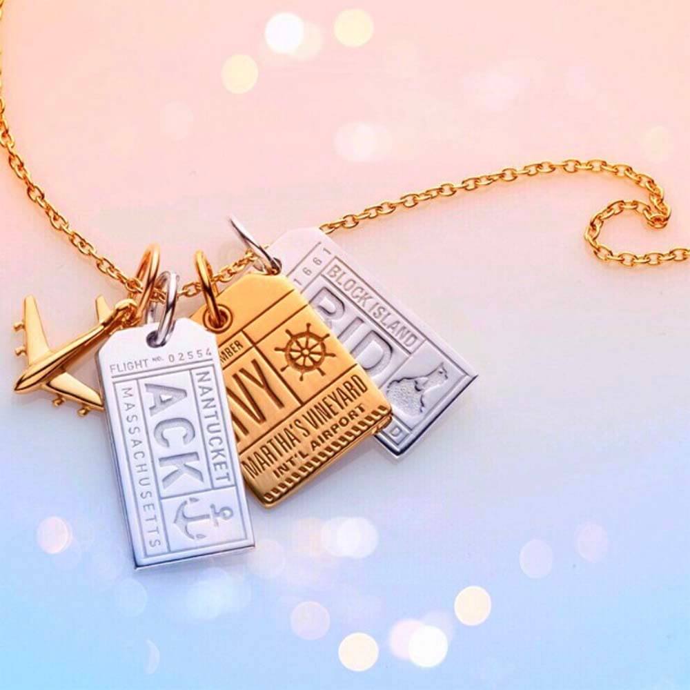 Gold Martha's Vineyard Charm, MVY Luggage Tag - JET SET CANDY (1720193515578)